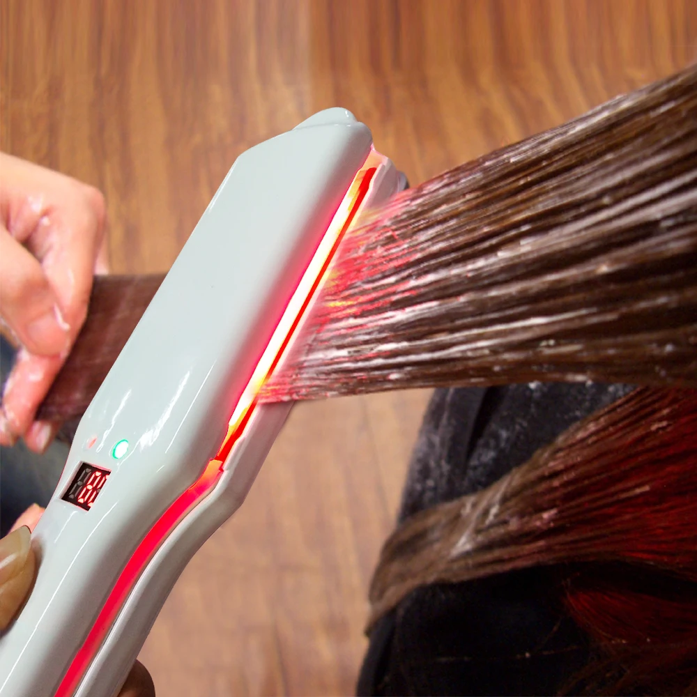 O ferro infravermelho ultrassônico do cuidado do cabelo, reparo da queratina, tratamento recupera os ferro, cabelo seco crespo, 2\