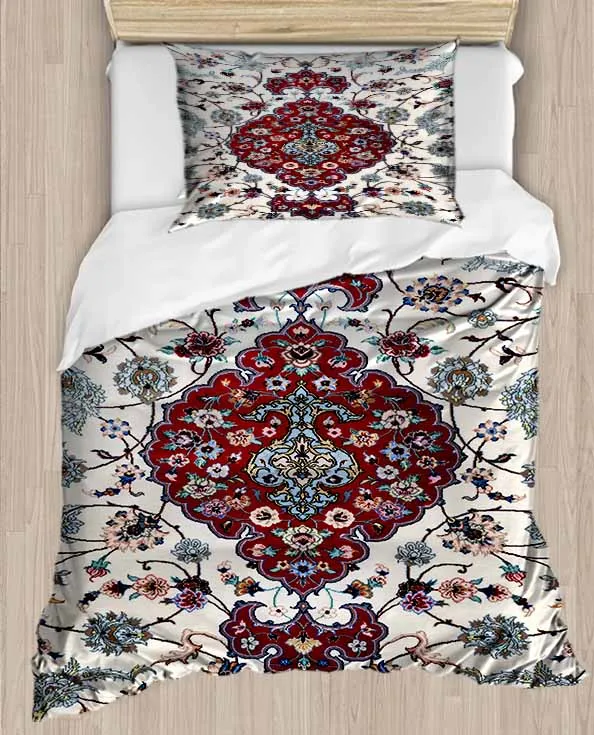 

Else Red Blue Anatolia Vintage Design Ottoman 4 Piece 3D Print Cotton Satin Single Duvet Cover Bedding Set Pillow Case Bed Sheet