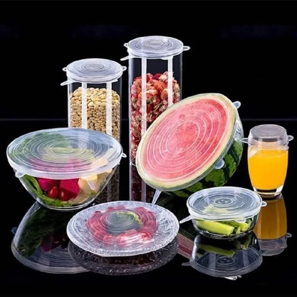 

6 caps stretch lids silicone food preservation clear preserving container containers lids 6 sizes fast shipping from turkey