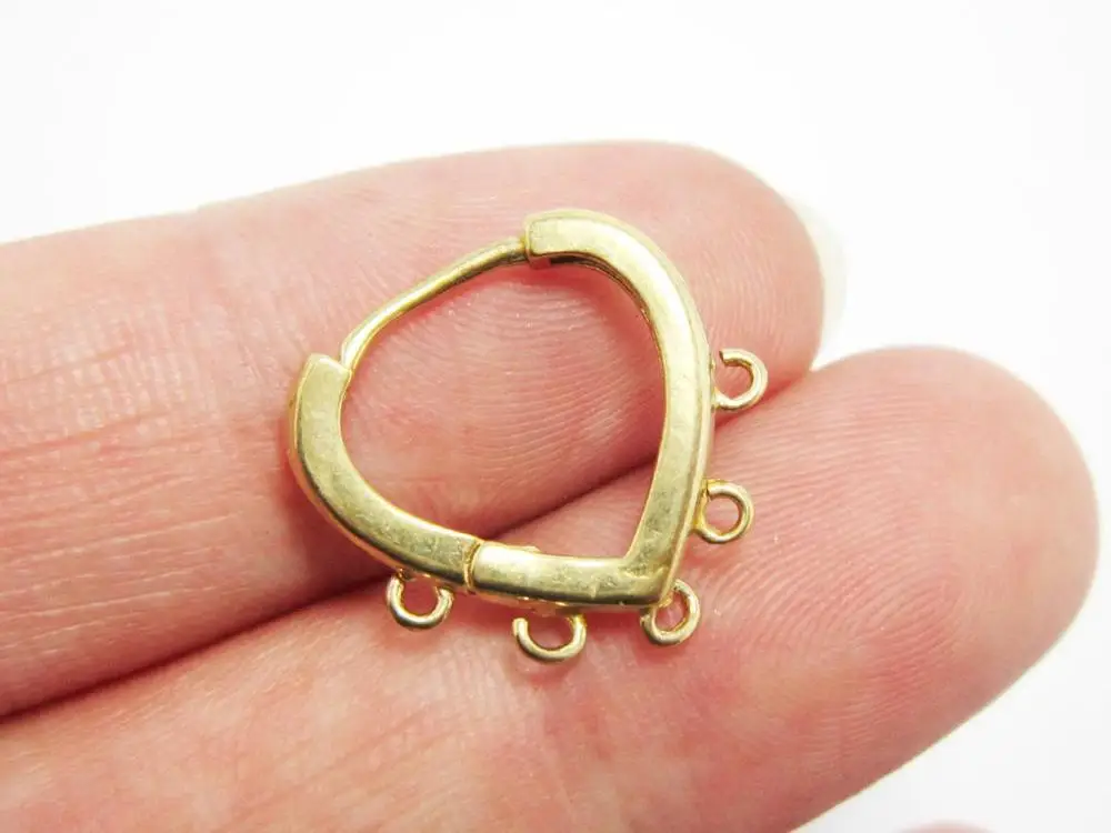 6pcs Heart Earring Charms, Tiny Ear Hoops With Loop, Brass Connector Findings, 17.5x16mm, Jewelry Making Supplies R1046