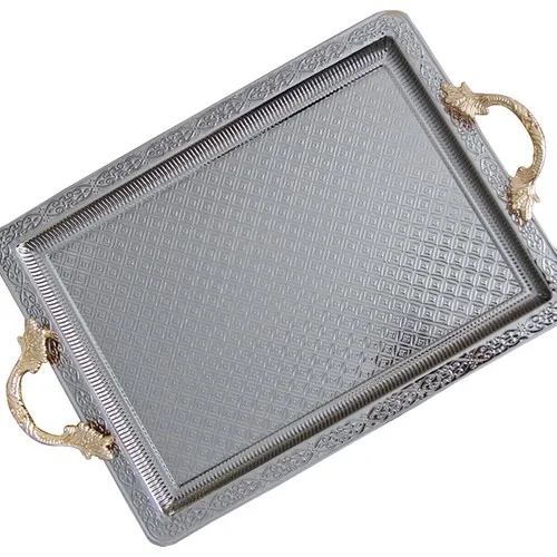 DOLBOVI Submersible Rectangle Tray Tea Tray Presentation Tray Silver Small tray set  tray serving  tray tea set tea tray tea table trays decorative  food tray gold tray trays mirror tray plateau glass tray serving boar