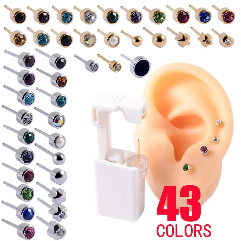 1Unit Sterlised Disposable Ear Piercing Unit Cartilage Tragus Helix  Gun NO PAIN Piercer Device Tool Machine Kit Stud