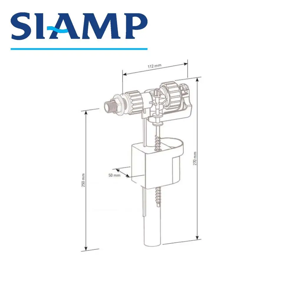 Siamp Compact 3/8" Side Inlet valve with Brass tail 95L
