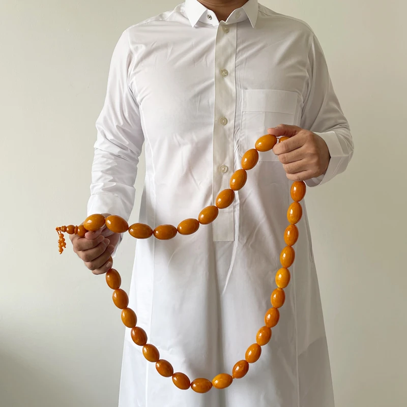 

Tasbih Super Big size Orange Resin Muslim 33 beads bracelet islamic high quality Collect art Arabic Misbaha rosary bead