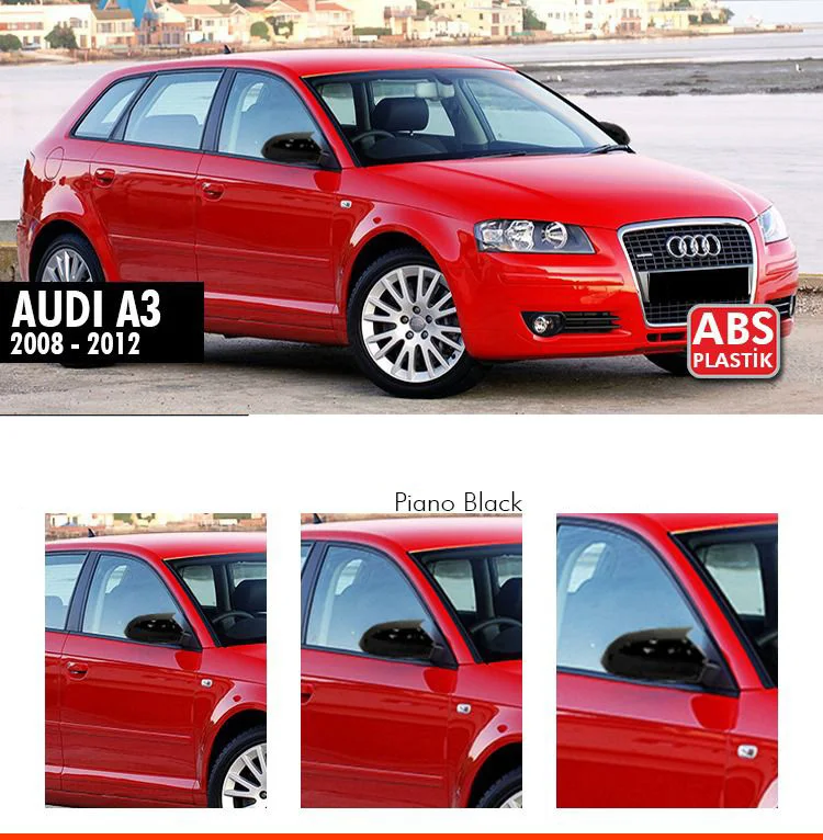 For AUDI A3 2008 2012 GLOSS BLACK MIRROR COVER easy assembly special Part sline