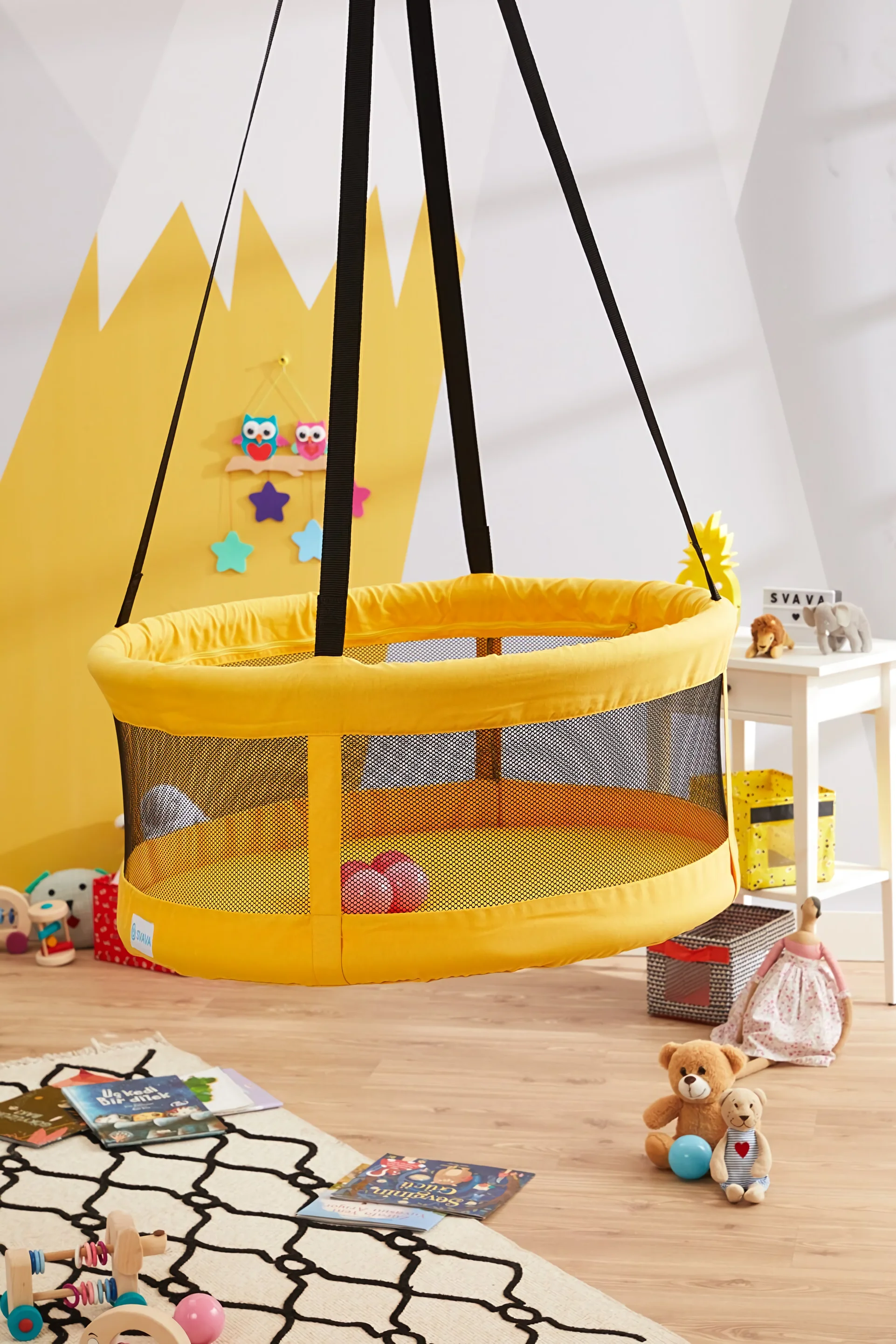 Svava Basket Swing-Ceiling Swing-Child Swing 100 Cotton Gabardine 70 kg Loading Capacity 4 Color