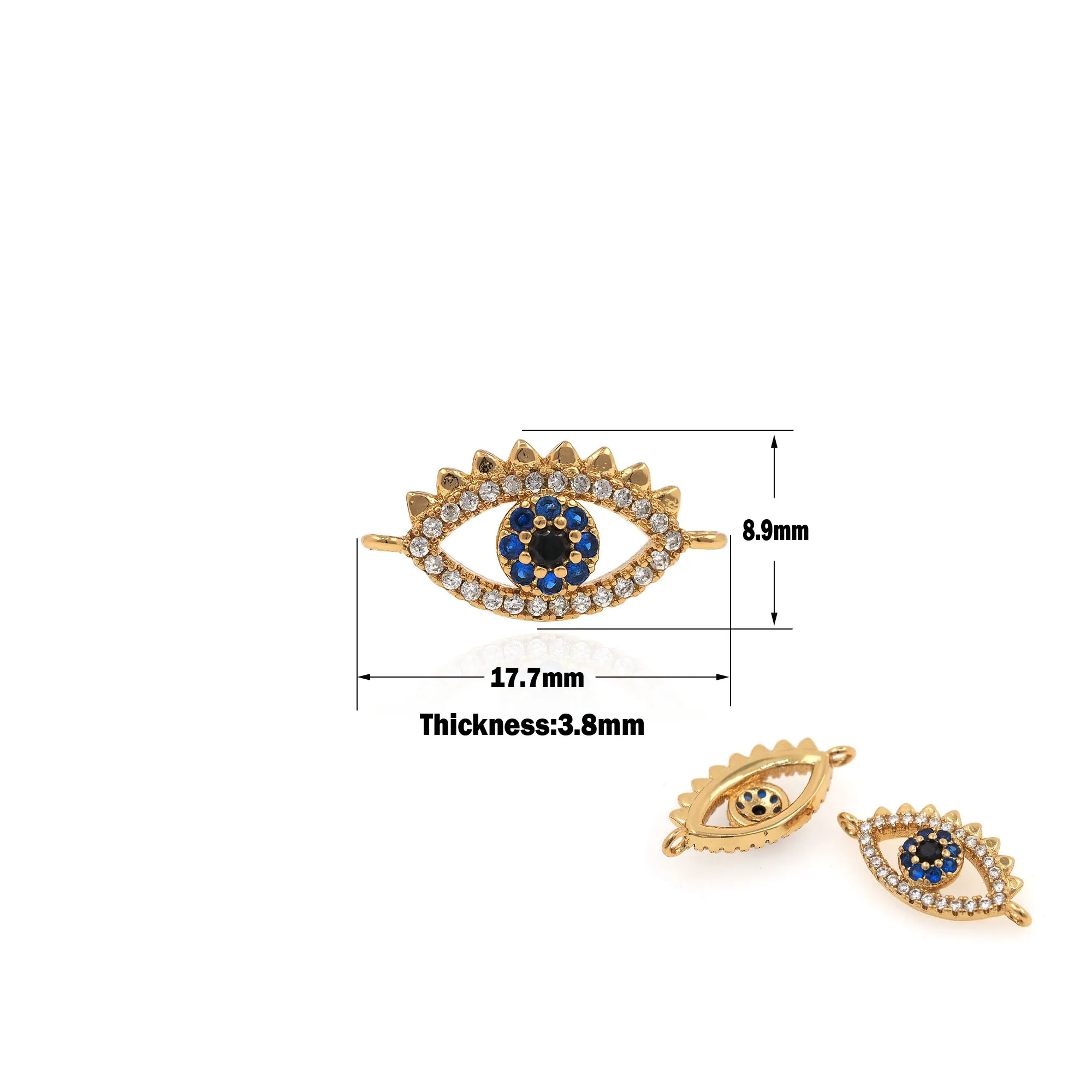 Micropavé Turkey Evil Eye Connector Charm Discovery DIY Necklace Pendant Vintage Bracelet Jewelry Making Eye Charm