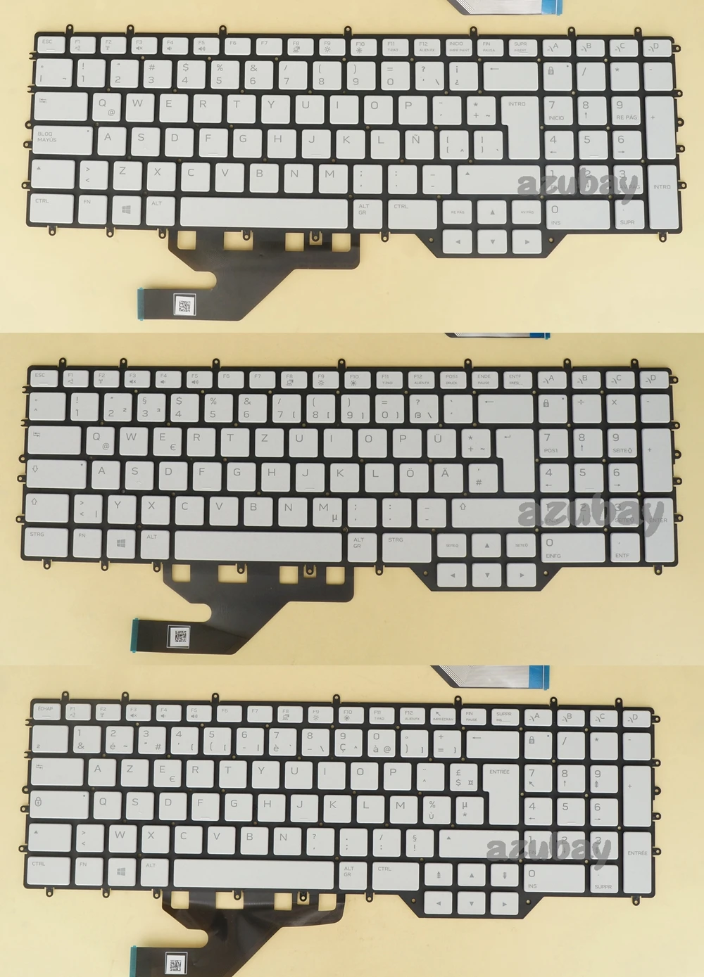 

German DE French LAS Spanish Keyboard for Laptop DELL Alienware M17 R2 2019, 0NC7YD 0T1NW0 0MPP8C, Pey Key RGB Backlight, White