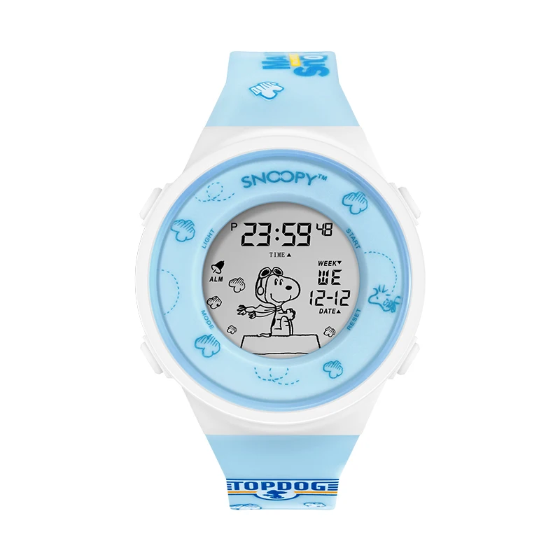 Snoopy Original Children Unisex Casual Digital Wristwatch Cartoon Silicone Graffiti Boy Girl Kid Young Student Cute Gift Clock