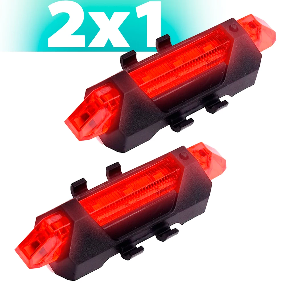 Light bicycle 5 LED lights bike night signalling safety waterproof rechargeable battery USB front flashlight 2 PCs