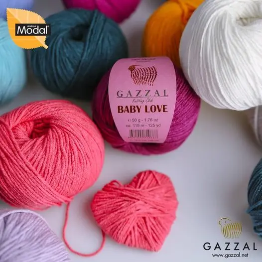 Gazzal Baby Love Ball Hand Knitting Yarn, 50 grams 115 meters, Modal, Acrylic, Crochet, Clothes, Sport, Cardigan, Blouse, Quality, Hobby, Knit,