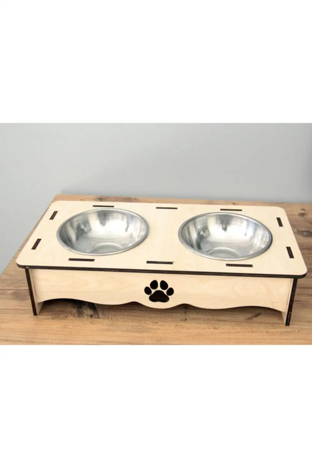 

Pet Food and Water Stand with Double Steel Container - Light Color