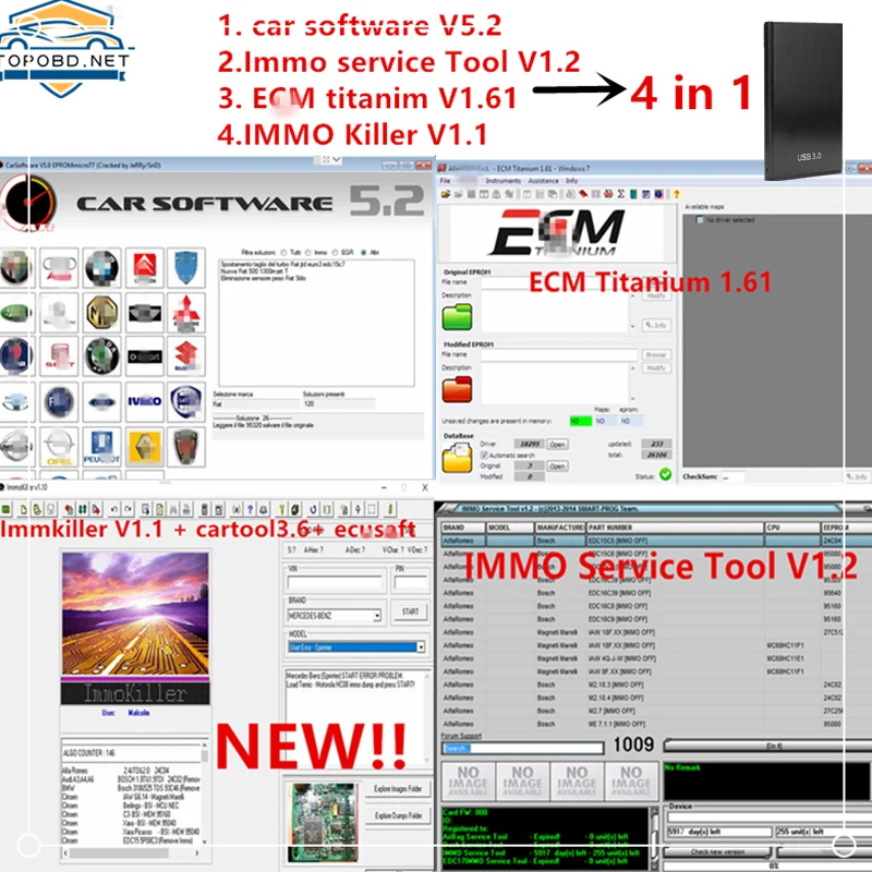 2021 hot sell Car Software v5.2  Immo Off Software v1.1IMMO SERVICE TOOL V1.2 Ecm titanium software 4 in 1 ecu software