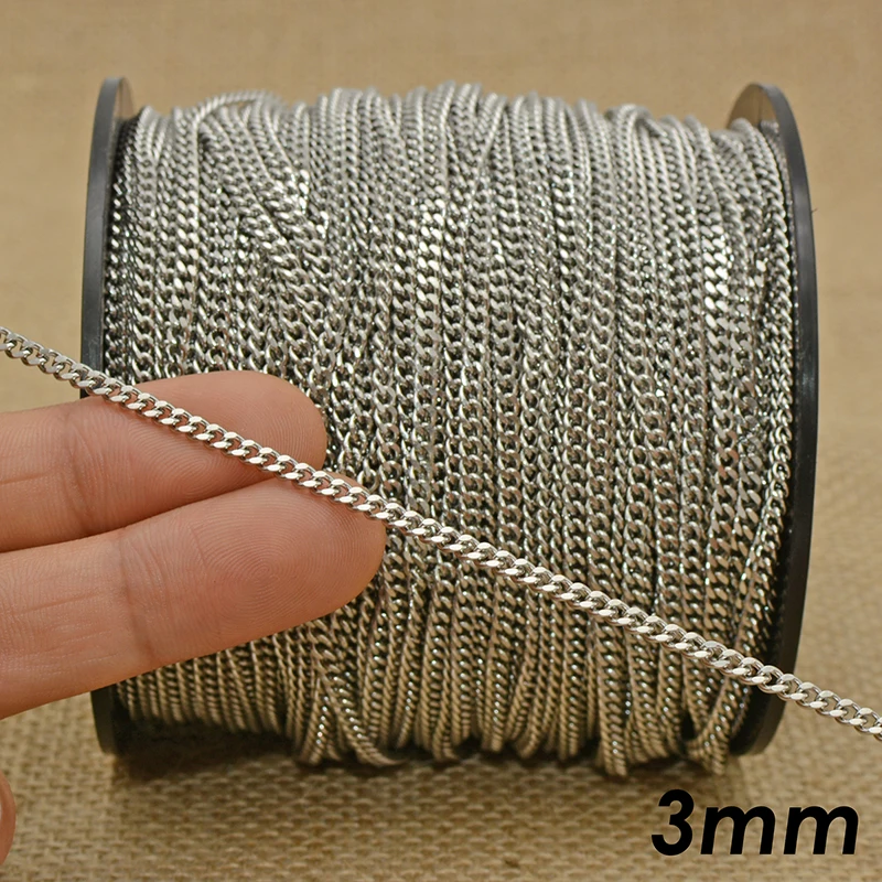 100 Meter Edelstahl-Panzerkette in Großpackung für Schmuckherstellung, anlaufgeschützte PVD-vergoldete kubanische Gliederkette, Großhandel Kabelketten – Detail 5