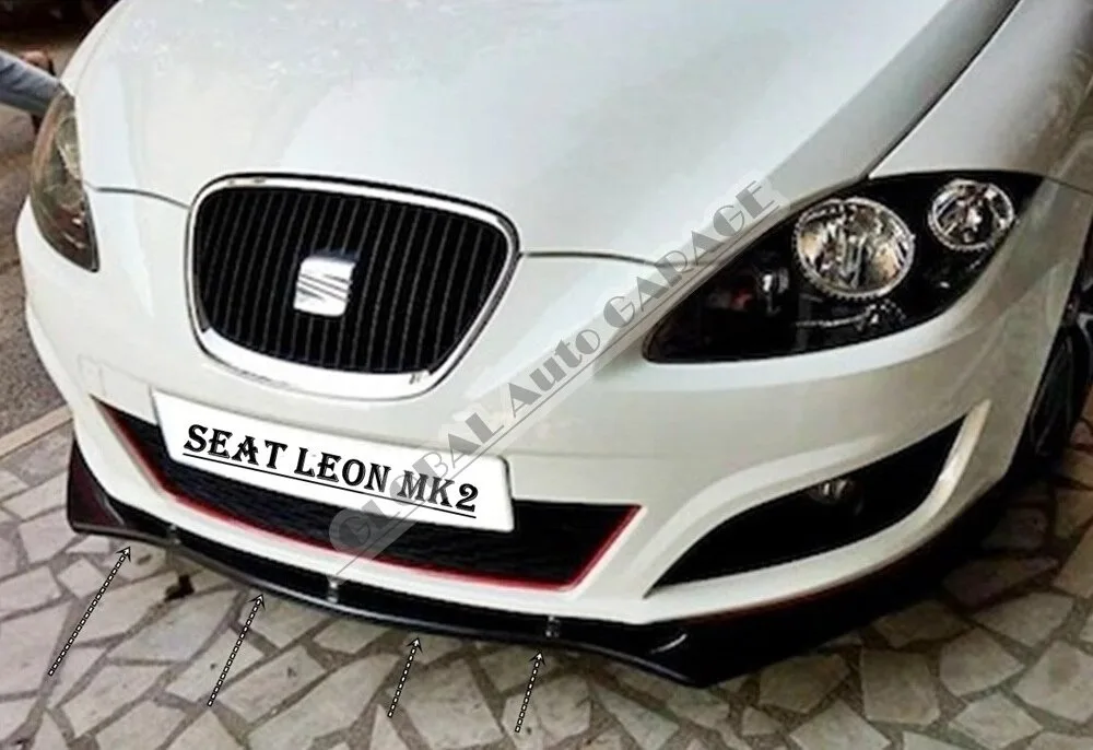 For Seat Leon MK2 Front Bumper Attachment Lip 2005-2012 Piano Glossy Black Splitter Diffuser Universal Spoiler Bumper