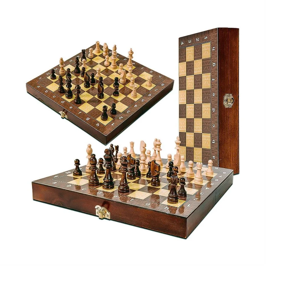 Chess set large top quality wooden box folding game board 30cm * 30cm interior storage oak wood checkers game boy girl