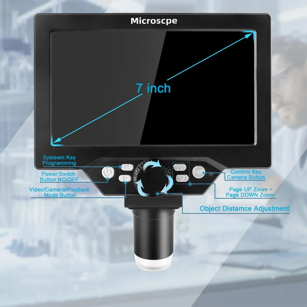 KUAIQU 1600X 9 \'\' LCD Screen Digital Video Electronic Microscope HD 1080P 8 LED Lights Continuous Amplification Magnifier Solder