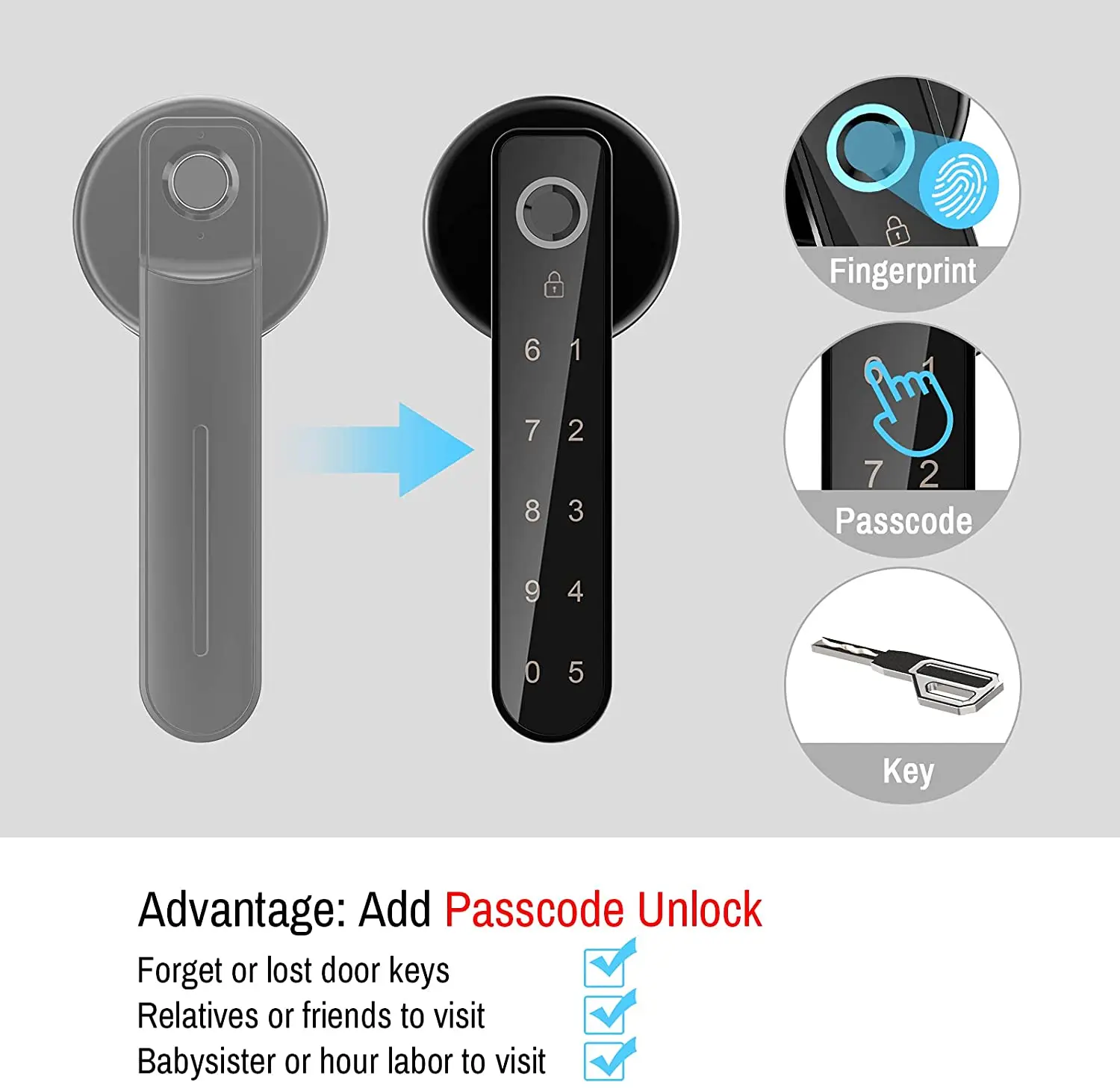 Smart Keyless Entry Door Lock Fingerprint DoorLock Passcodes TTLock APP Unlock for Home Apartment Office Bedroom TT02