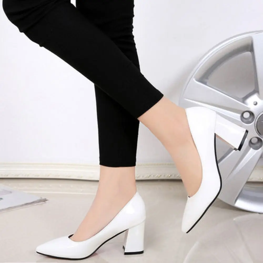 Thick Heels for Women Pumps Women Shoes 7cm Heels Ladies Shoes and Sandals Free Shipping 2021 Women Shoe Shoes New Fashion White