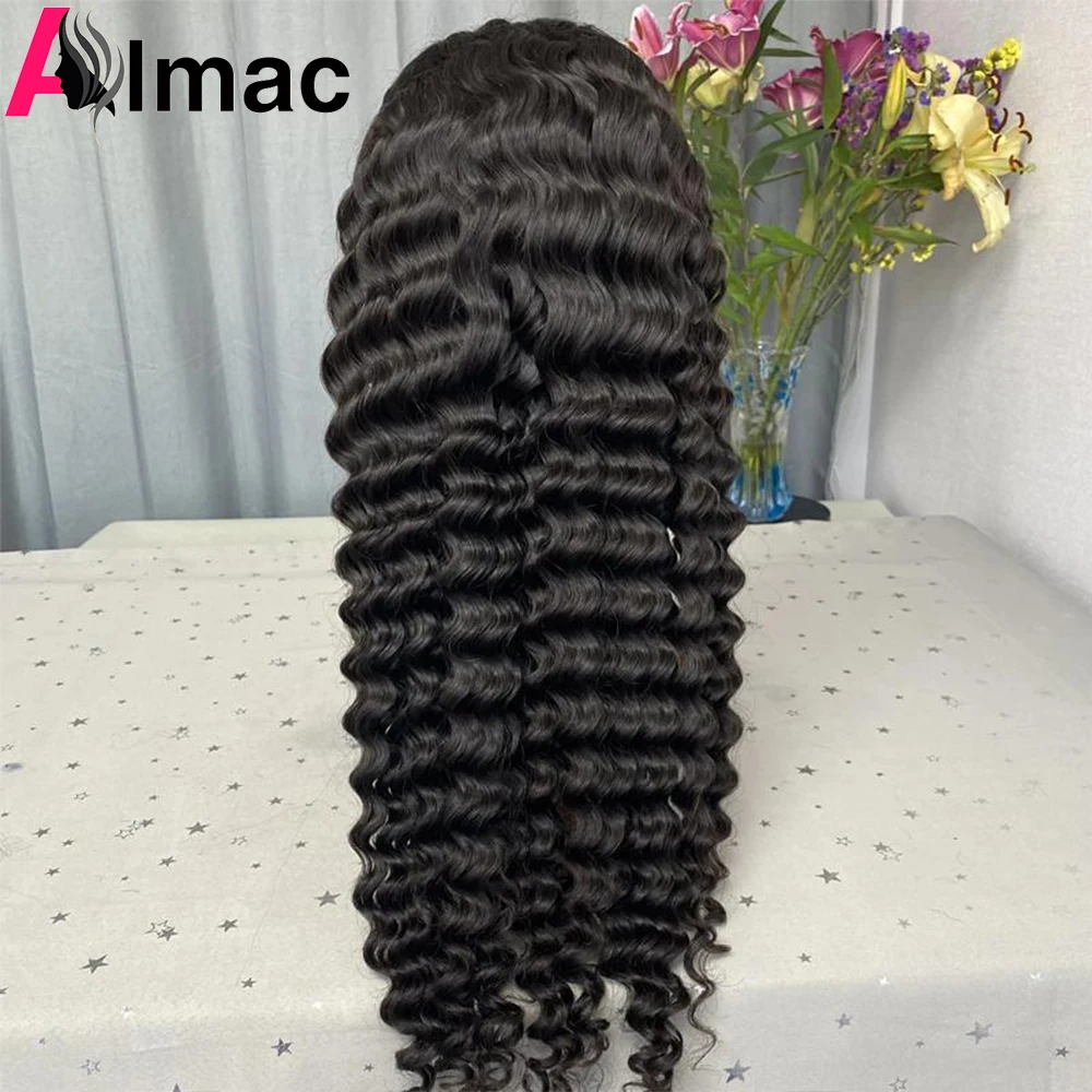 Deep Wave Headband Scarf Wig For Women Brazilian Remy Human Hair Wigs None Lace Full Machine Made Curly Wig 12-26 Inch