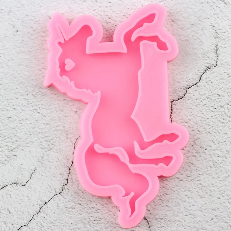 Shiny Pegasus Unicorn Silicone Molds Epoxy Resin Mold Craft Custom Keychain DIY Handmade Charms Mould Pendant Polymer Clay