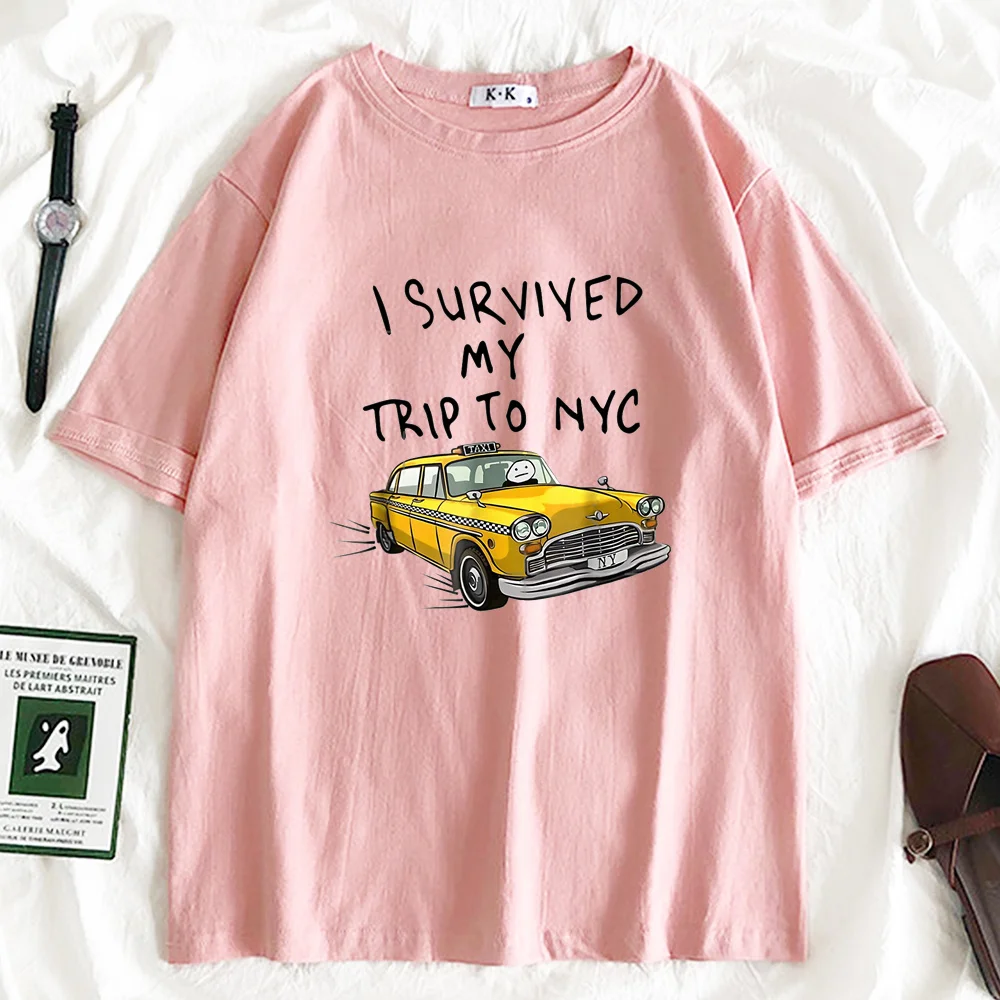 Tom Holland Same Style I Survived My Trip To NYC T Shirt Women Y2K Funny Cartoon T-shirt Graphic Streetwear