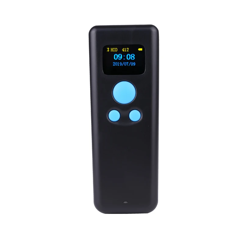 2D Cmos Draagbare Pocket Barcode Reader Draadloze Bluetooth Qr Code Scanner Met Geheugen Outdoor Barcode Scanner Met Display