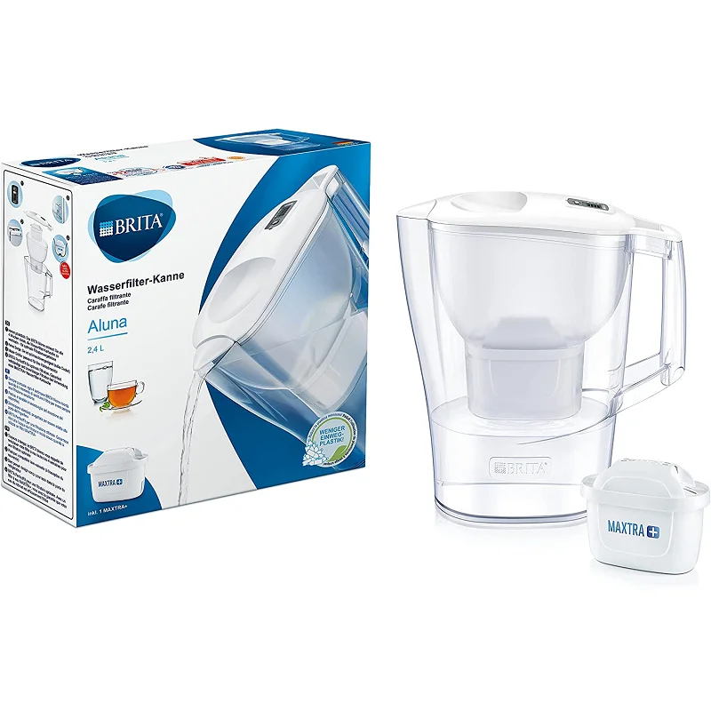 BRITA Aluna Water Filter Jug 2.4 L Water Cleaner Pitcher Includes 1 MAXTRA+ Filter Cartridge Purification Filter White Colour