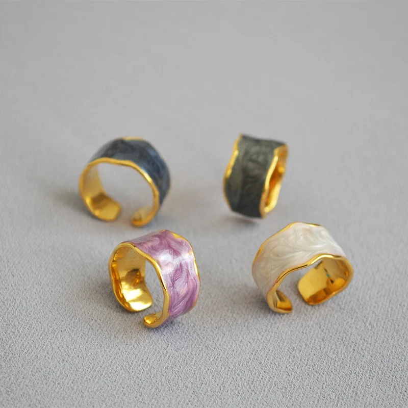 WT-R358 Korean Imaginative Colorful Rings Handmade Enamel Irregular Modern Adjustable Women Rings For Finger