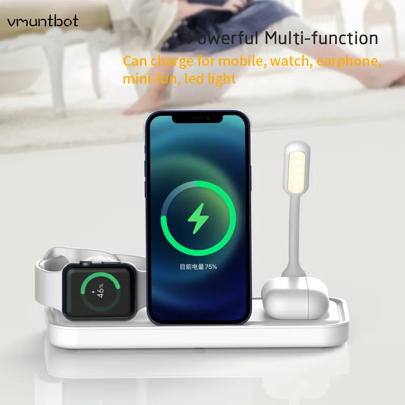 

VMUNTBOT Wireless Chargers, 4 in 1 Fast Charger For Phone 13/12 Pro Max Qi 15W Fast Charging Induction Chargers For Apple iWatch