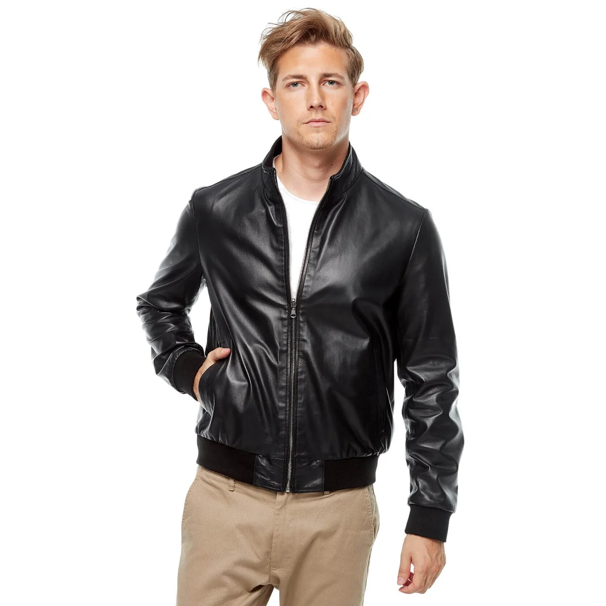 Cappotti in pelle nera mimetica Double face Orjinal Lambskin autunno inverno 2022 Biker Slim Large Size VintageTürkiye