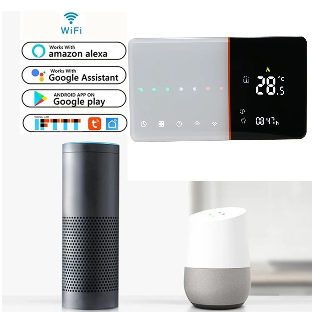 Imagem -06 - Qiumi Inteligente Wifi Termostato para Água Piso Aquecimento Elétrico Caldeira a Gás Funciona com Alexa Casa do Google