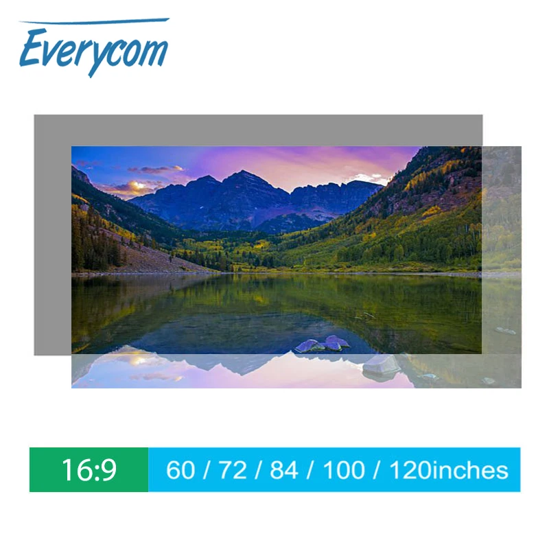 Everycom Projector Screen Reflective Enhance Brightness 60 100 120inch Fabric Cloth Projection Screen Portable for all Projector