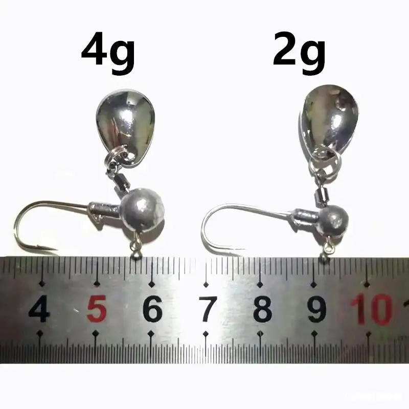 YUCONG 5pcs Exposed Jig Head Hooks Spinner 2g-4g Barbed Fishhooks Spoon Metal Jigging Fishing Hooks For Soft Baits Pesca Tackle