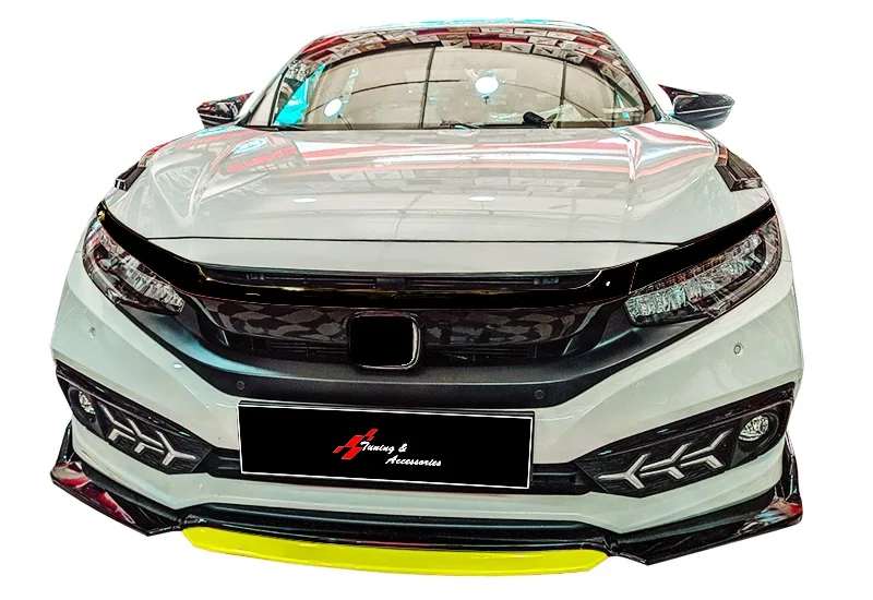 Labio de parachoques delantero con solapa Plus V2 4 piezas para Honda Civic FC5 2016 + ABS accesorios de coche divisor spoiler difusor tuning de coche