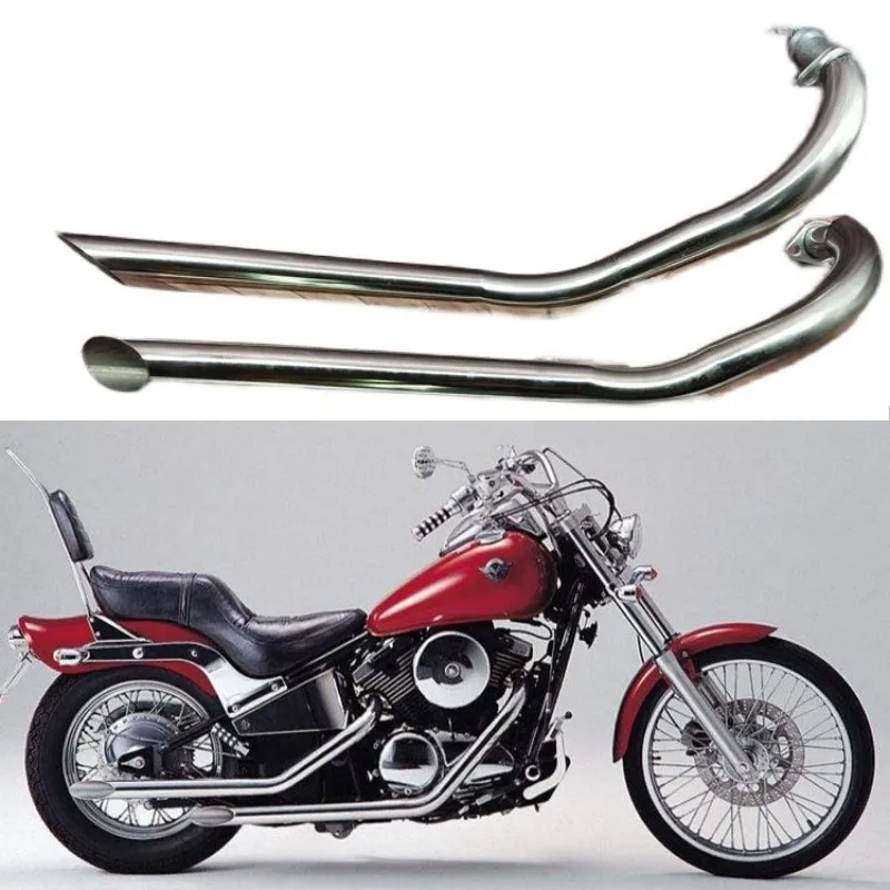 Slash Cut Drag Pipes Muffler Exhaust Full System+Silencers For Kawasaki VN 400 800 95 96 97 98 99 00 01 02 03 04 05 06 1995-2006