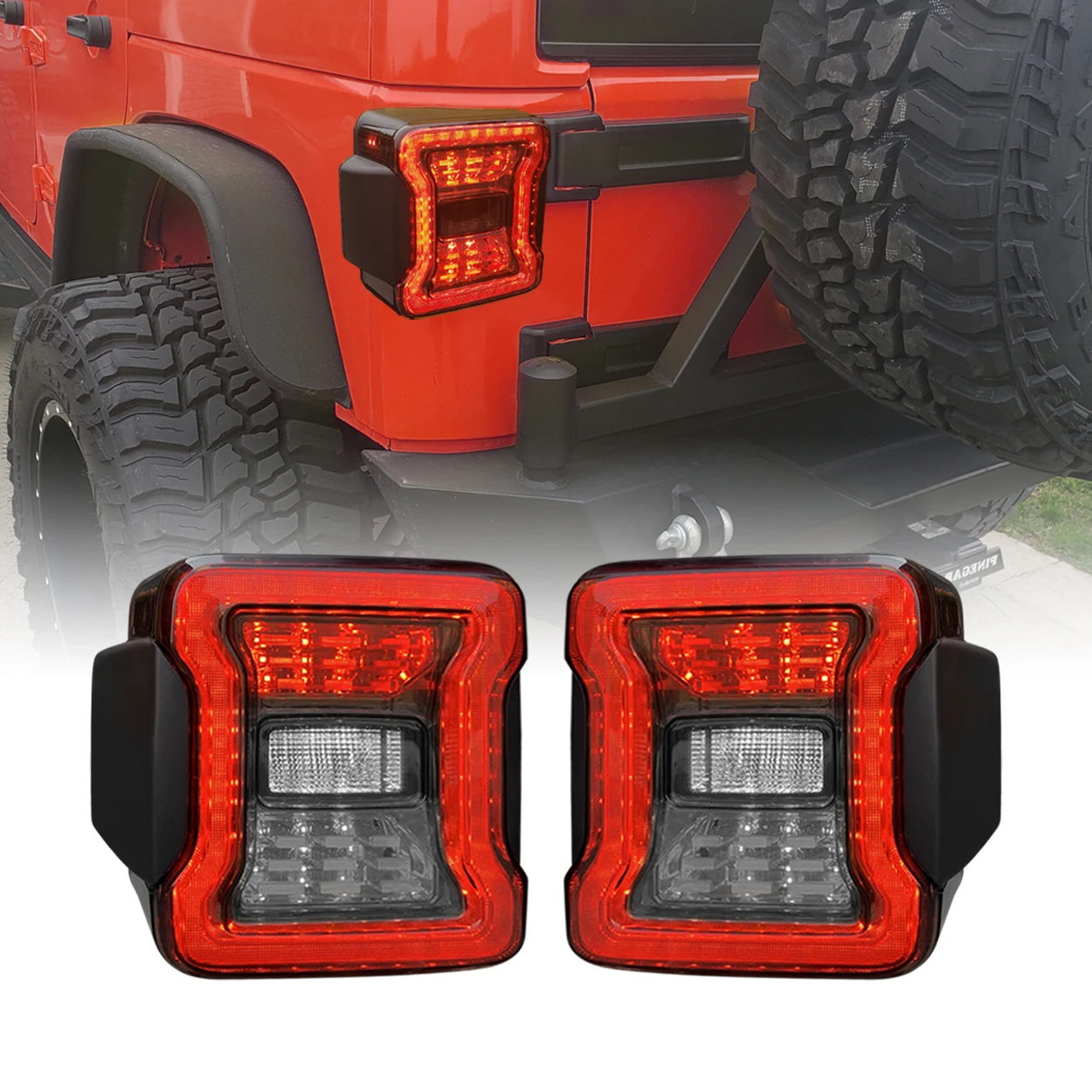 

For 2007-2018 Jeep Wrangler JK Rear LED Smoked Tail Lights W/Brake Reverse Turn Lamp