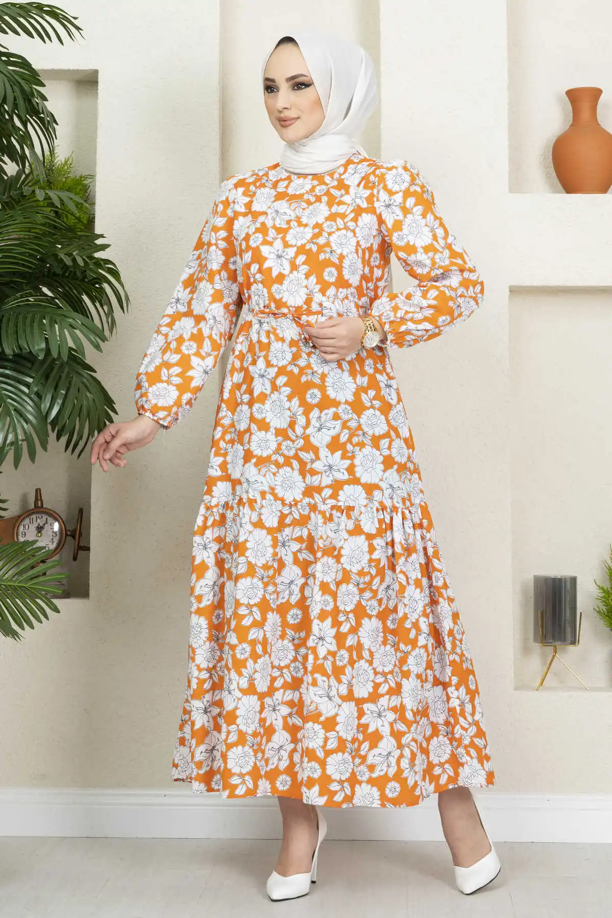 Women Floral Pattern Dress Ramadan Eid 2022 Summer For Abaya Femme Caftan Marocain Islamic Dubai Vestidos Robe Musulmane Longue