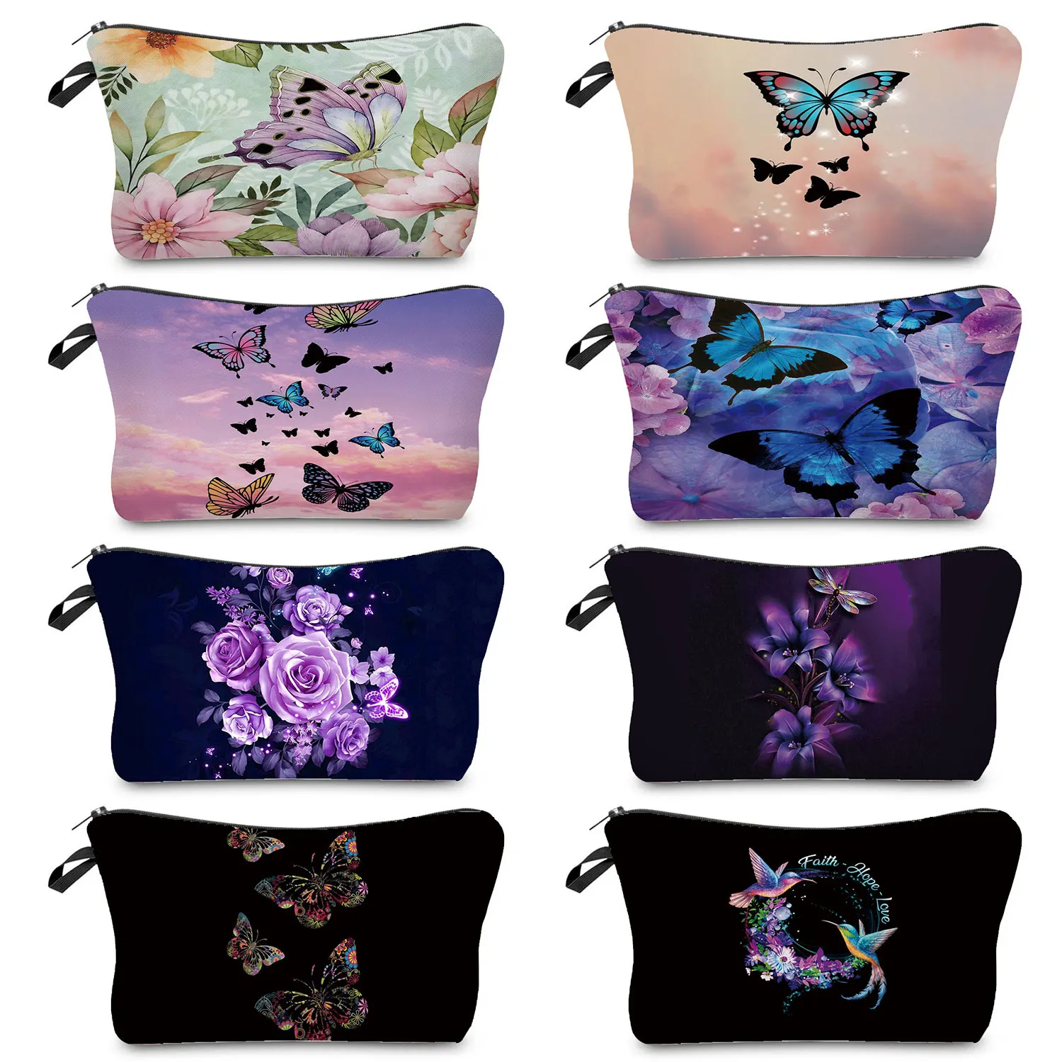 Butterfly Printed Fashion Women\'s Cosmetic Bag Animal Practical School Pencil Cases Travel Mini Storage Bag Ladies Makeup Bags