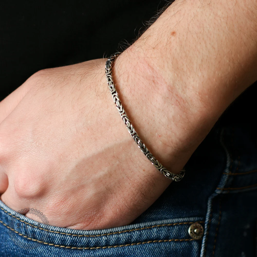 Silva Original 925 Sterling Silver Bracelet for Men Made With 3mm S925 Square King Cable Chain