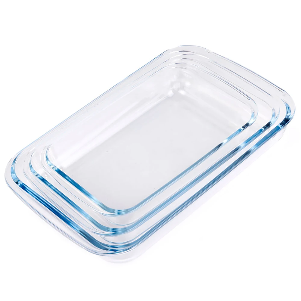 XSQUO Set of 3 oven trays (up to 420 °) Gourmet borosilicate glass Tools Pyrex type, suitable for oven, microwave, dishwasher and refrigerator