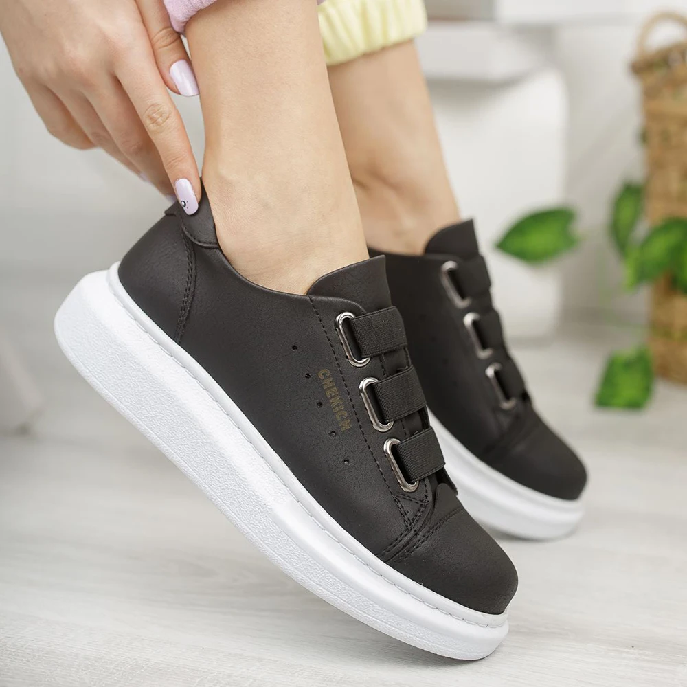 

Chekich Women's & Men's Shoes Black Artificial Leather Banded 2021 Spring Autumn Seasons New Fashion Casual Breathable Sneakers Comfortable White Outsole Office Fashion Wedding Walking Lightweight Unisex CH253 Women V1