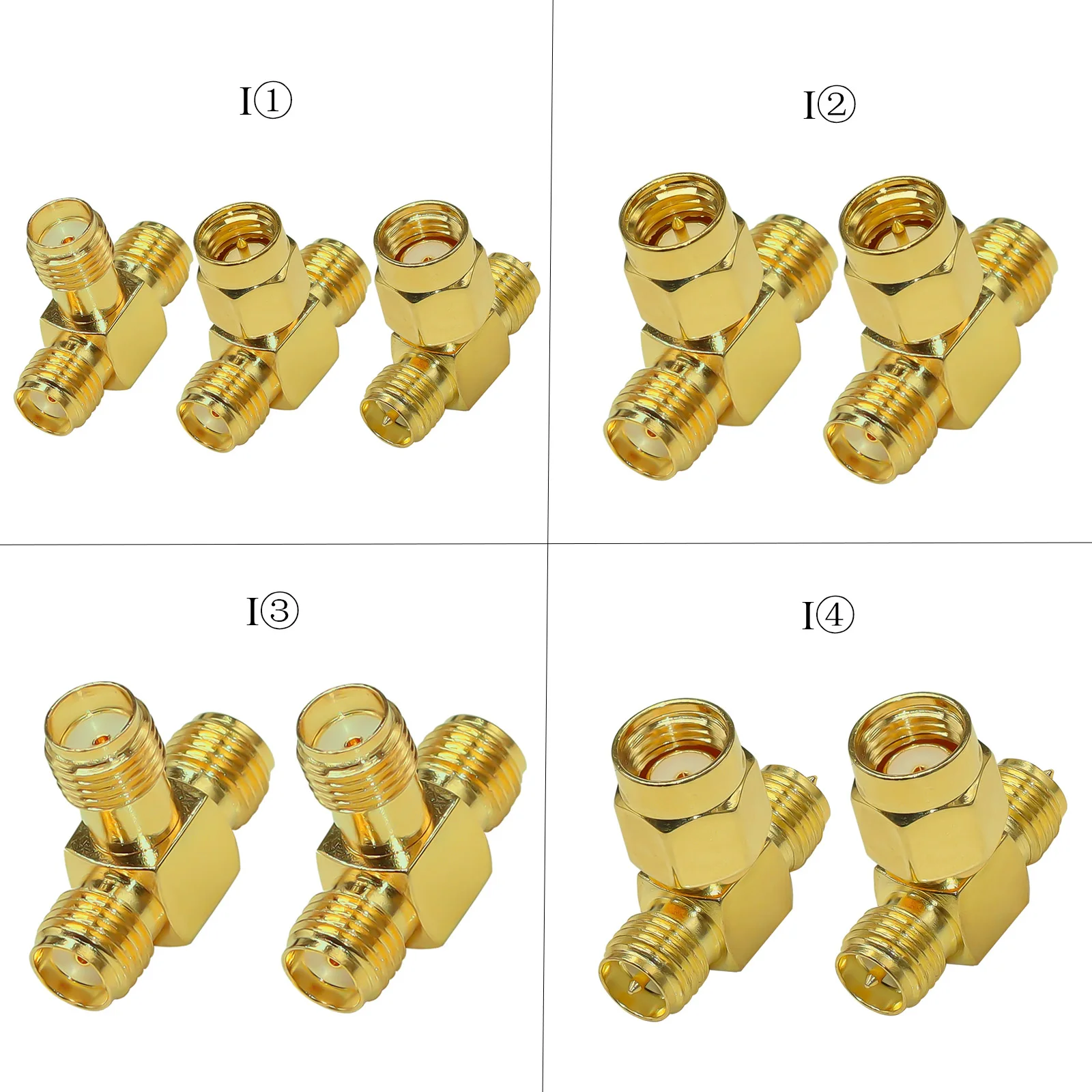 SMA Splitter Connector SMA/RP-SMA Male to Dual SMA/RP-SMA Female Triple Tee Adapter SMA Connector 3 Way 3Type/lot 2pcs/lot