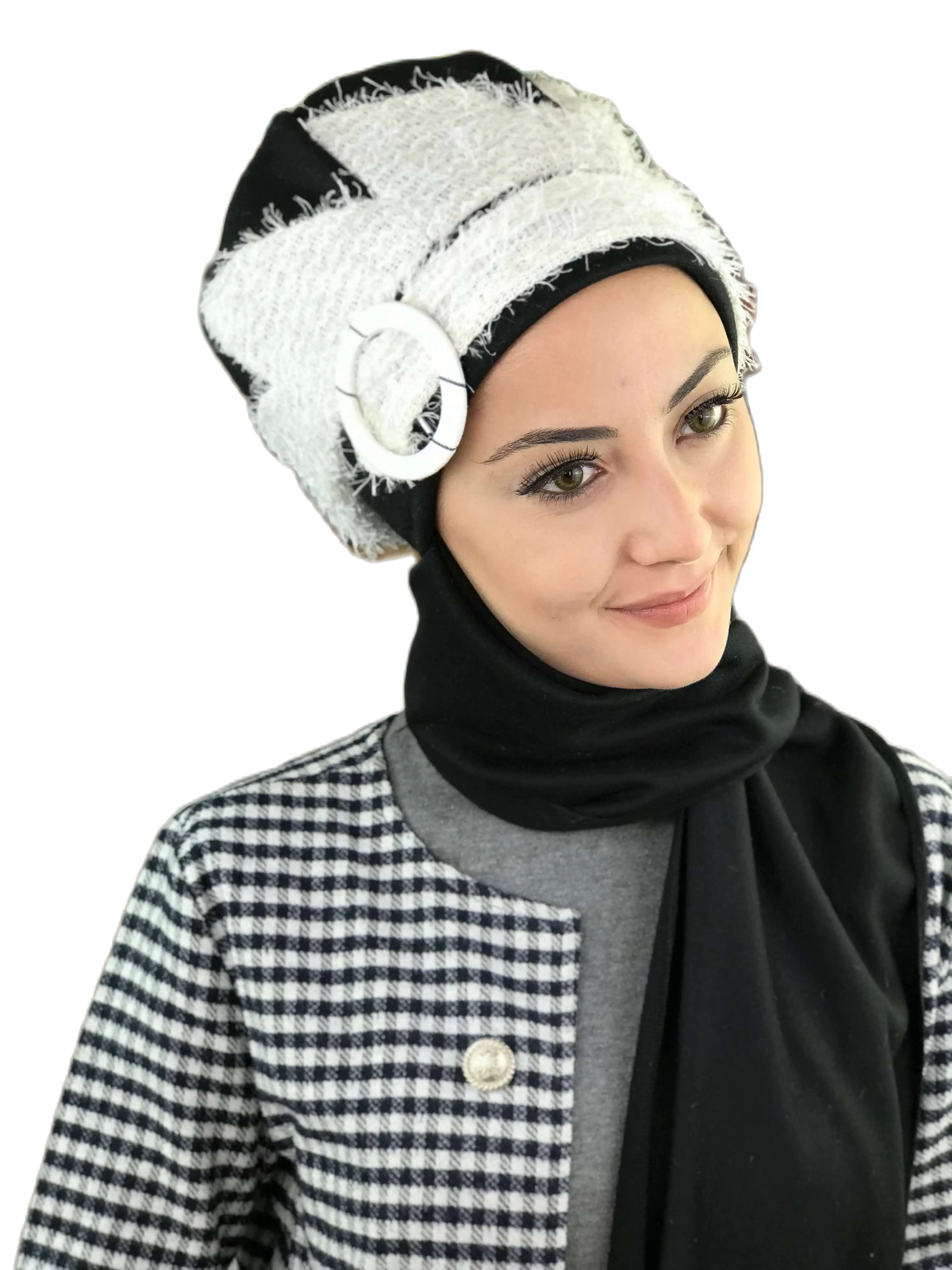 New Fashion Hijab Women Muslim 2021 IslamicTurban Cancer Chemo Head Wrap Hat Bonnet White Mohair Black Scarf Beanie Shawl