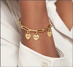 Personalized Name Bracelet Custom Rory Link Heart Pendant Bracelet | Custom Multiple Names Mother's Day Jewelry Gift for Her Mom