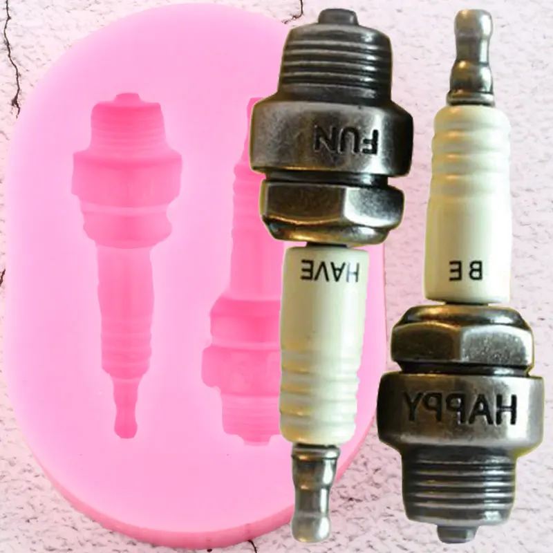 Spark Plugs Silicone Molds Steampunk Cupcake Topper Fondant Cake Decorating Tools Candy Chocolate Gumpaste Mould Soap Resin Mold