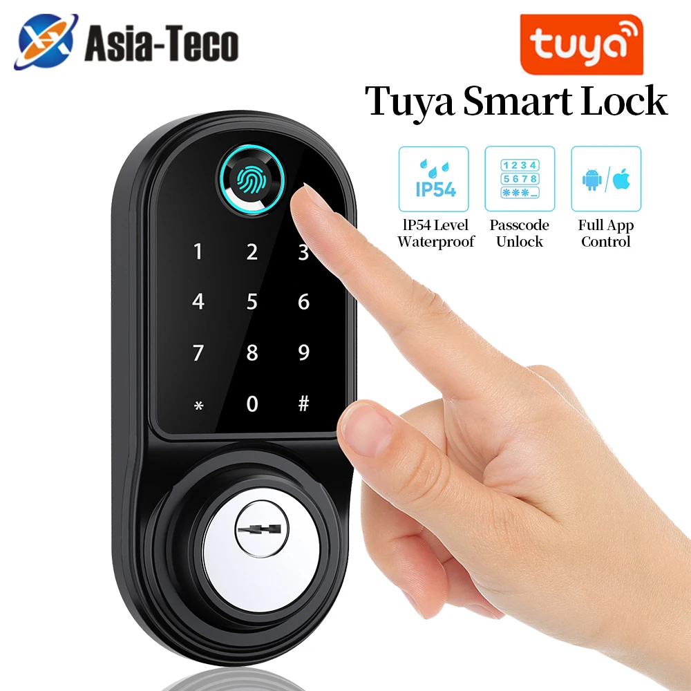 

Tuya Smart APP Deadbolt Smart Door Fingerprint Lock With Key Electronics Digital Indoor House Electronic Lock Intelligent