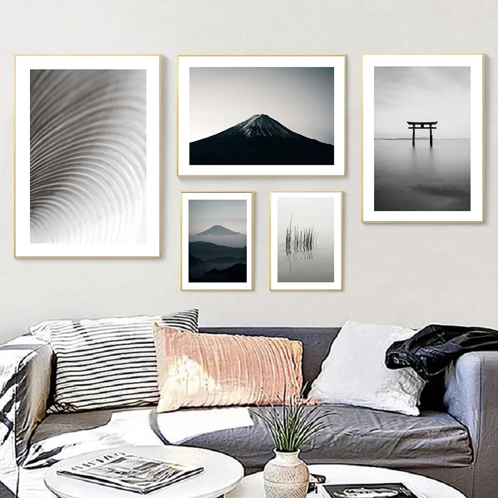 

Black White Photography Poster Japanese Landscape Print Fuji Canvas Painting Wall Art For Living Room Home Decor Bedroom Picture