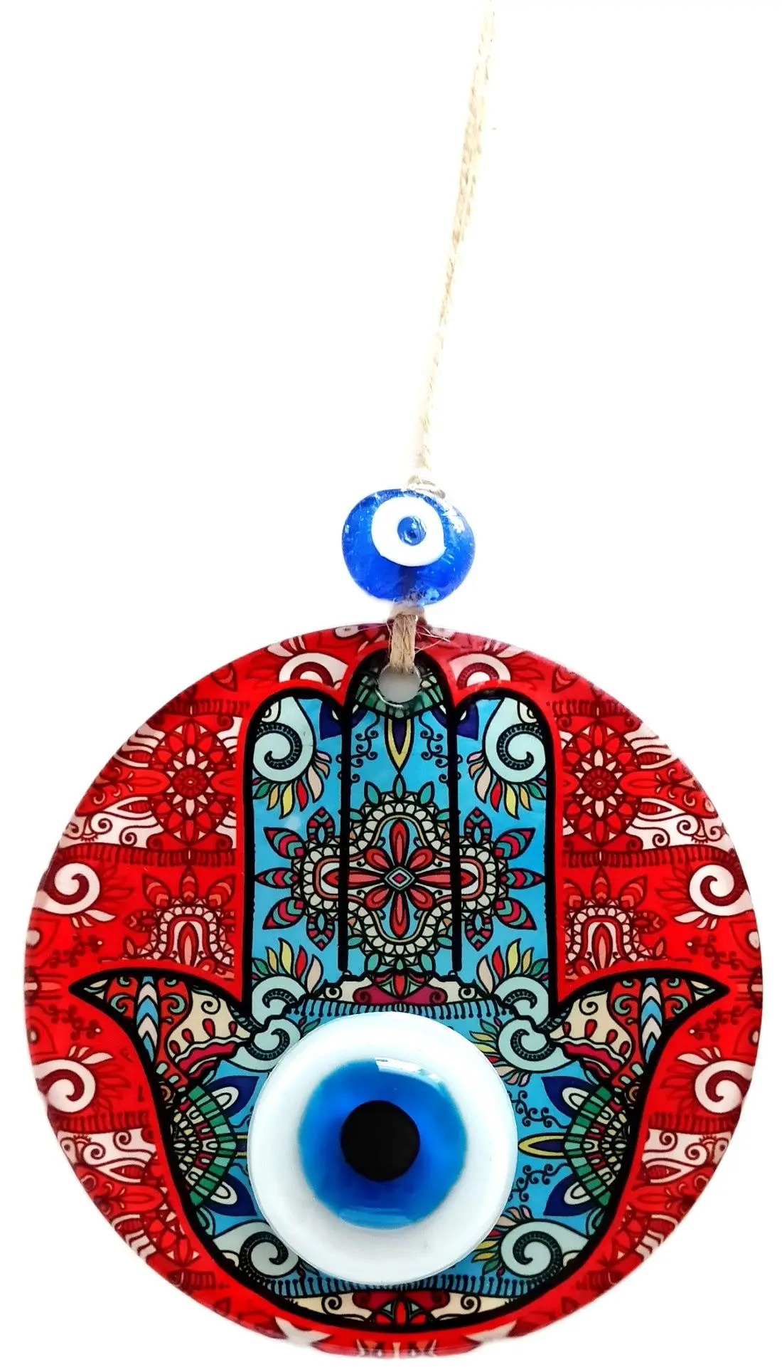 Abundance Hand Patterned Evil Eye Beads Wall Ornament