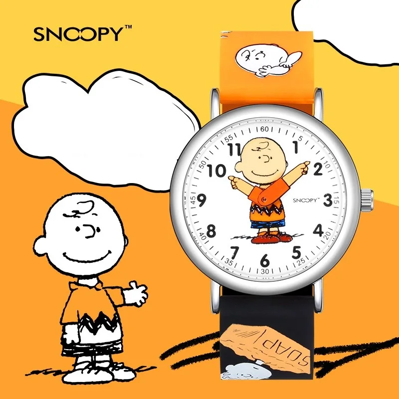 Snoopy Original Children Unisex Fashion Casual Quartz Wristwatch Cartoon Graffiti Boy Girl Kid Young Student Cute New Gift Clock